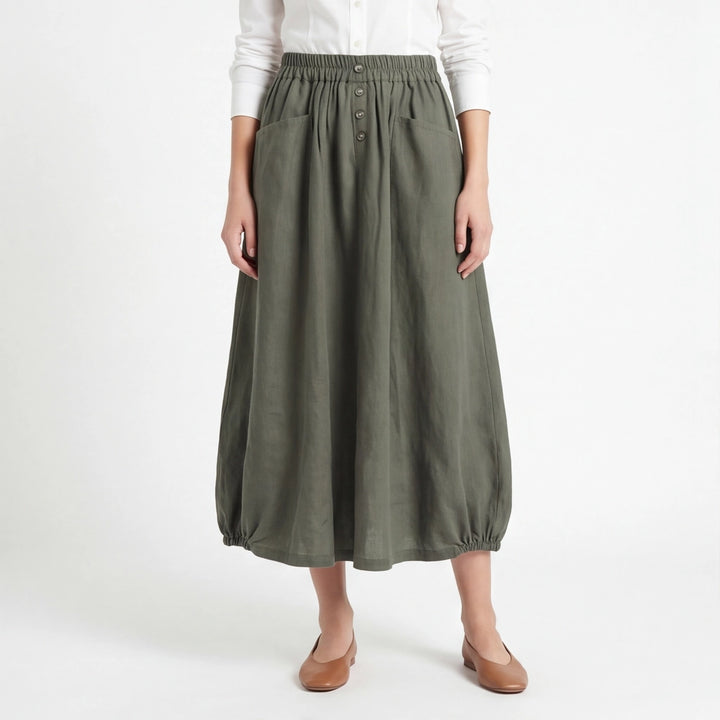 Green Griffith Cotton Midi Skirt 2