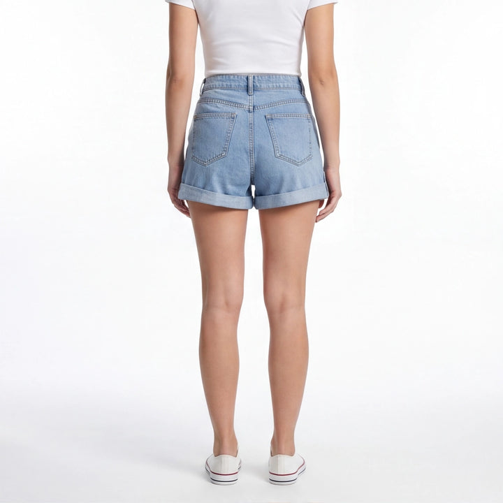 Light Blue Reeves Cotton Denim Shorts 4