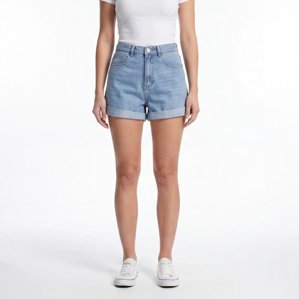 Light Blue Reeves Cotton Denim Shorts 3