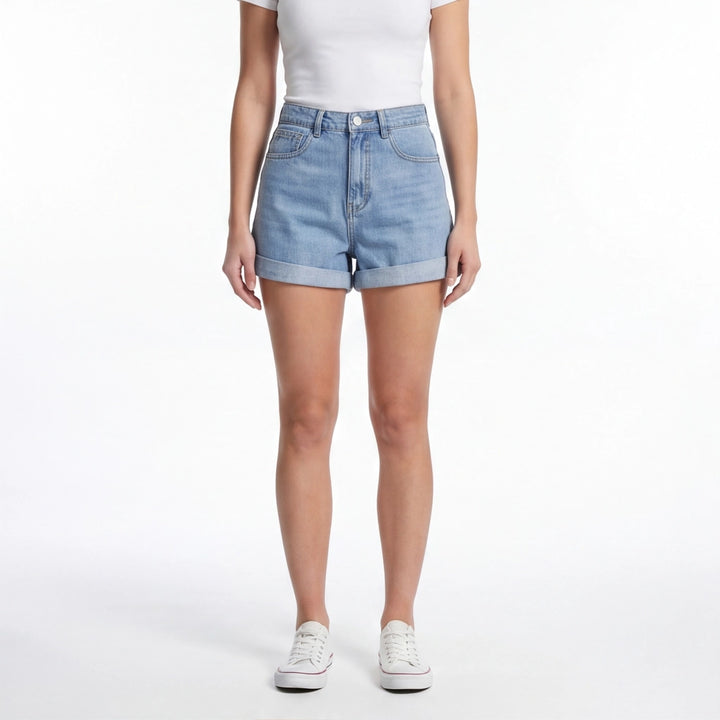 Light Blue Reeves Cotton Denim Shorts 3