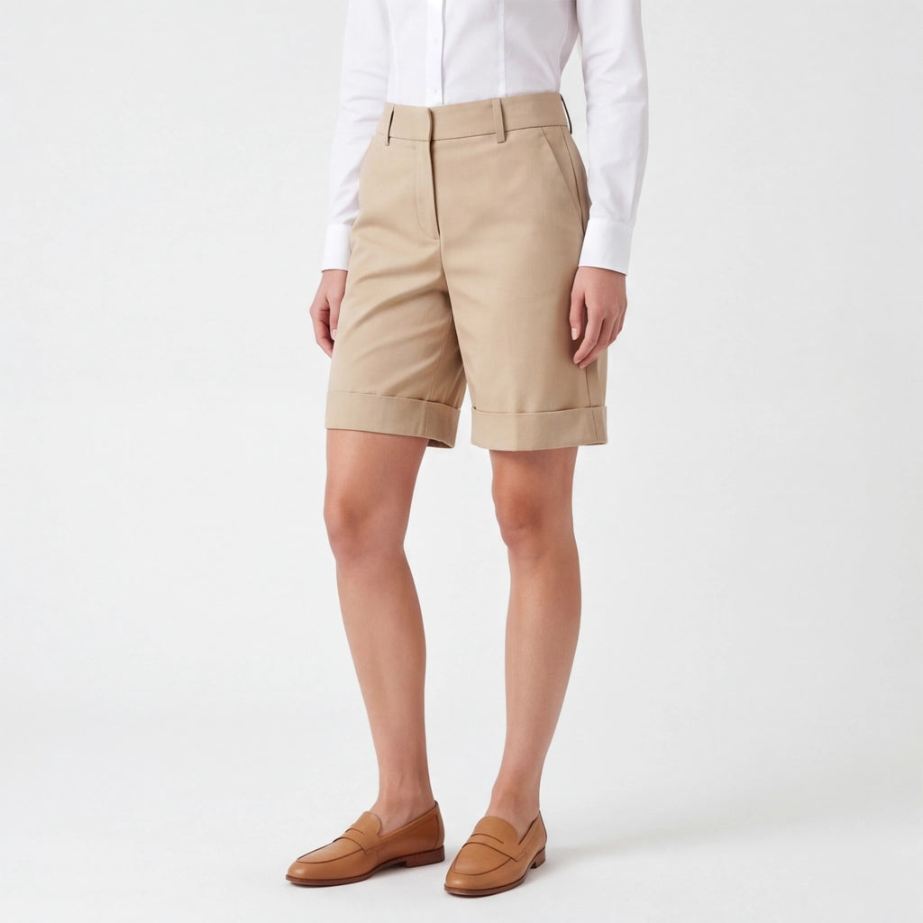 Khaki (no belt) Sable High-Waist Tailored Shorts 3