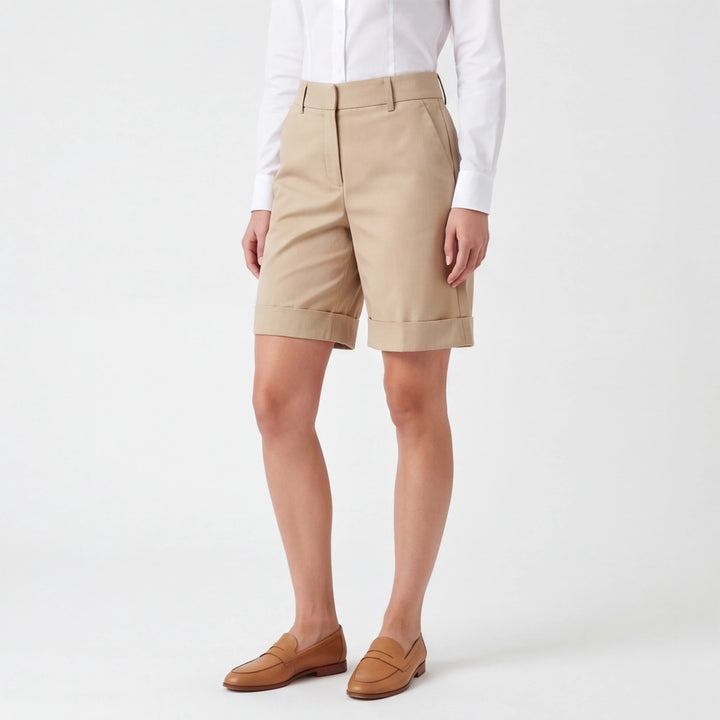 Khaki (no belt) Sable High-Waist Tailored Shorts 3