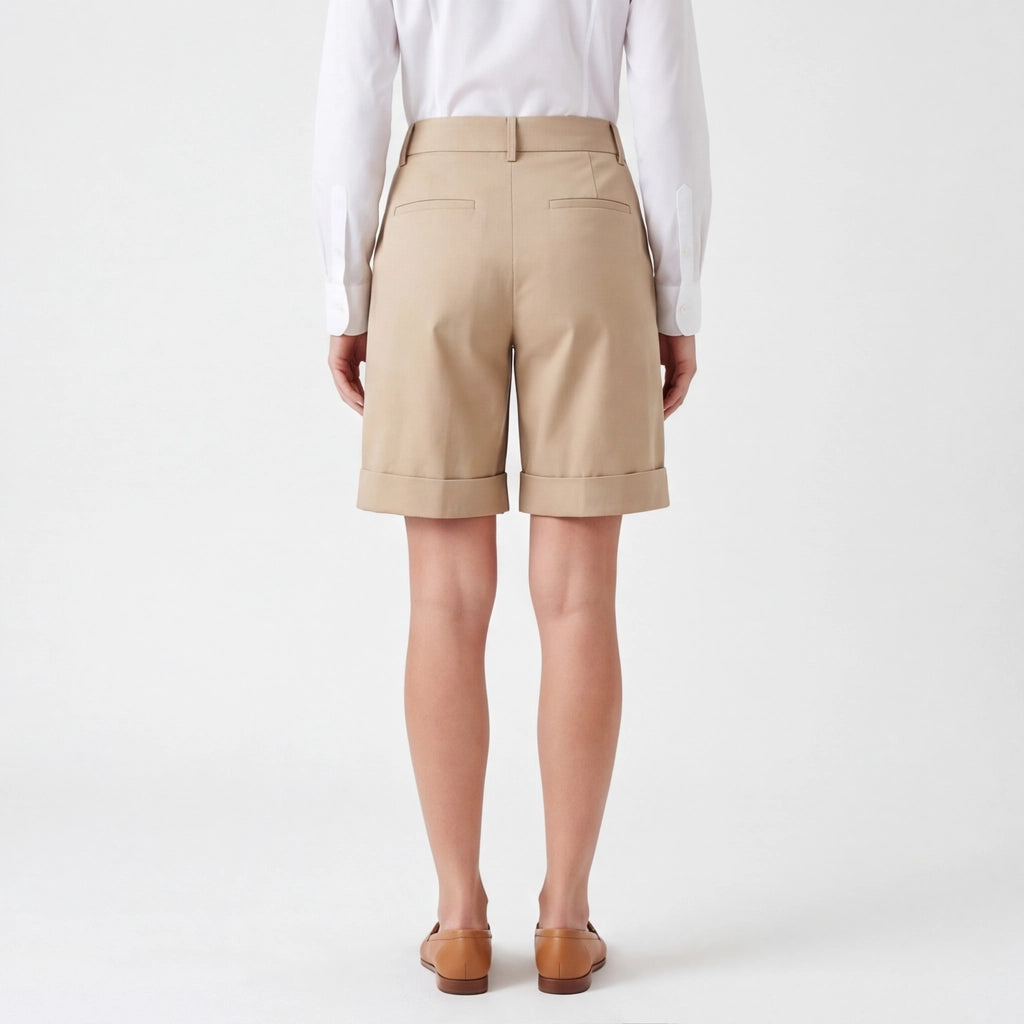 Khaki (no belt) Sable High-Waist Tailored Shorts 4