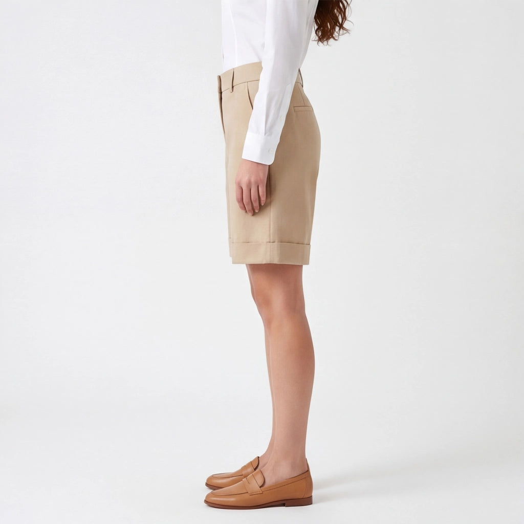 Khaki (no belt) Noelle High-Waist Shorts 1