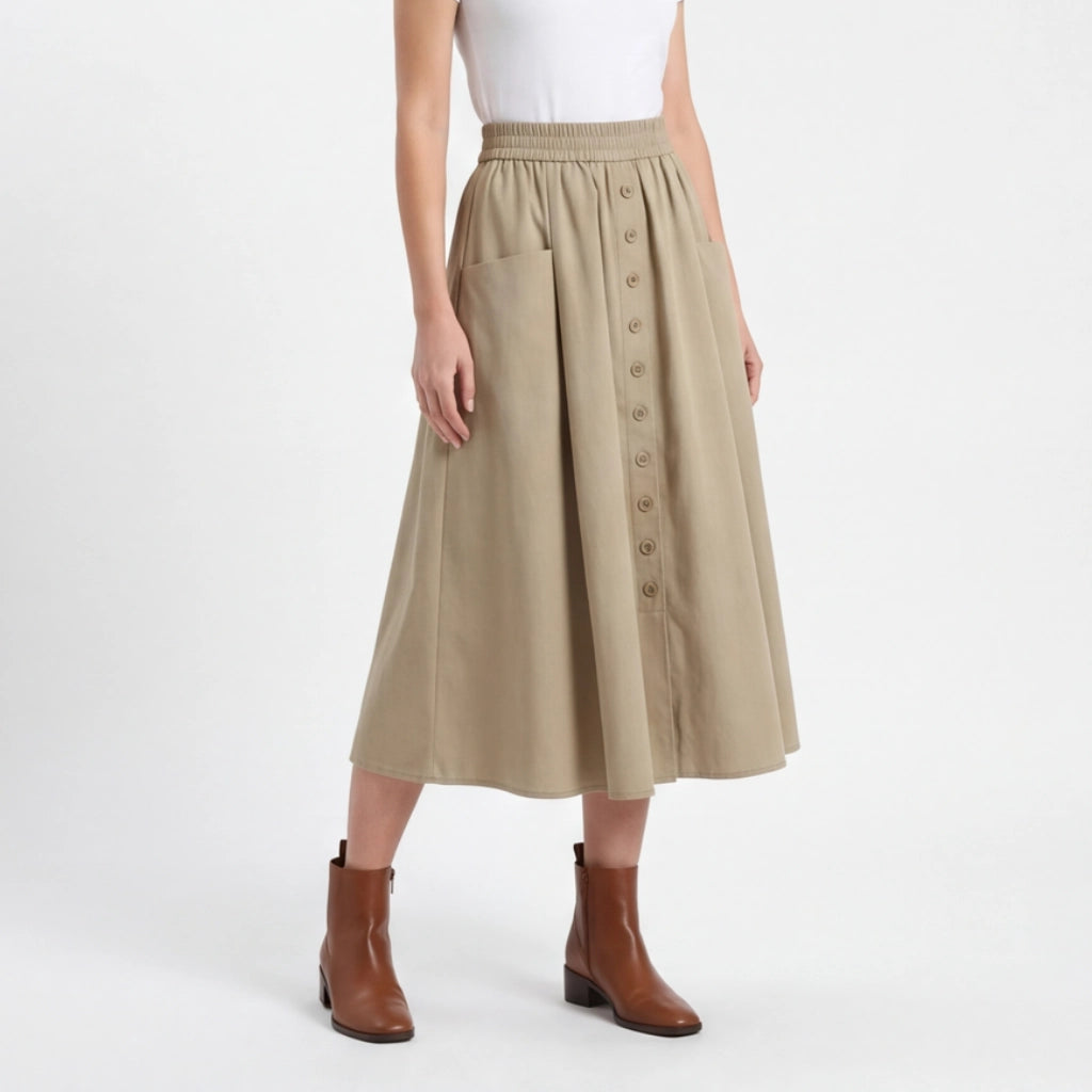 Grayson A-Line Midi Skirt