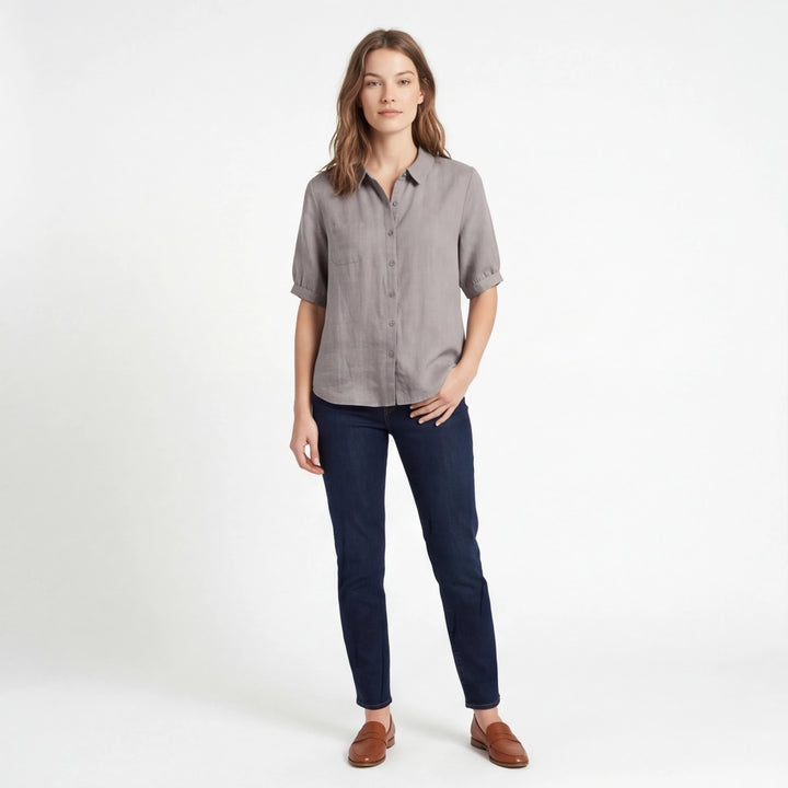 Gray Stanhope Cotton Linen Shirt 5