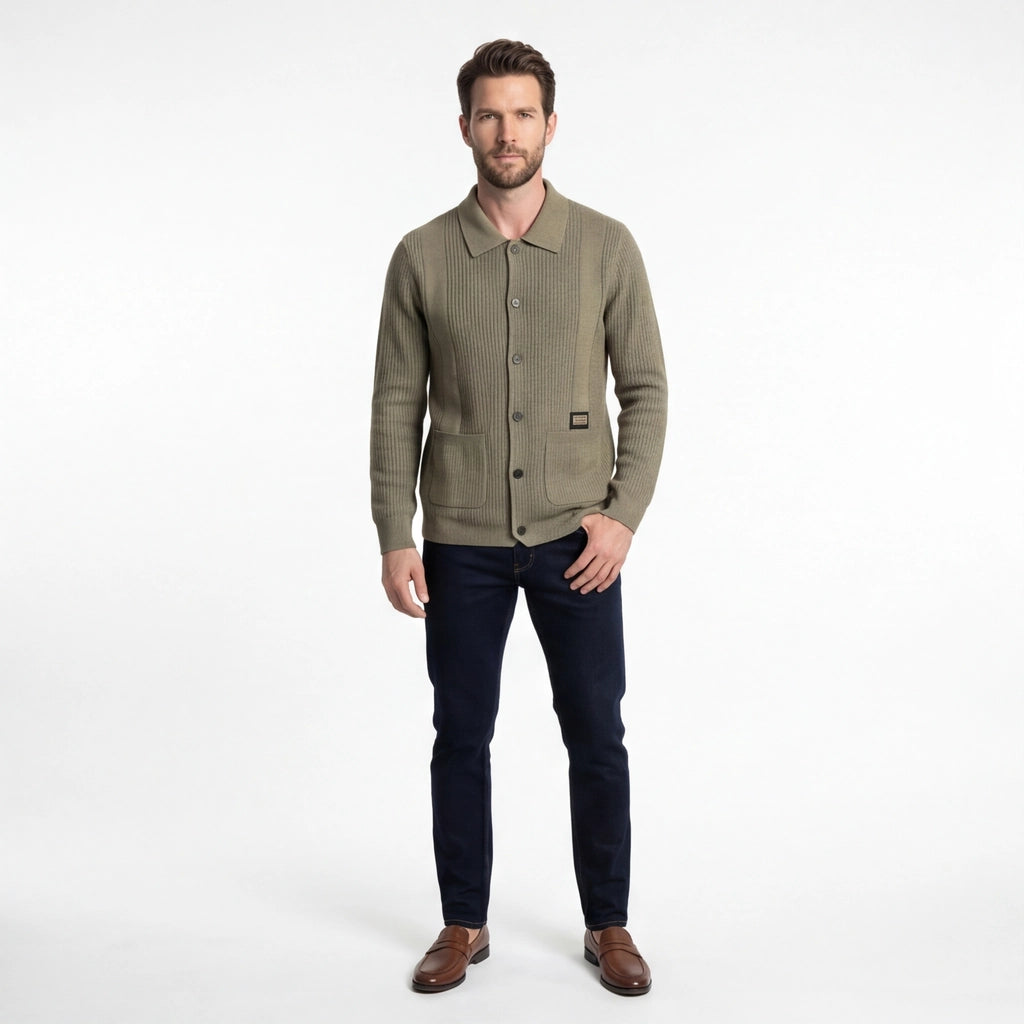 Khaki Ingrid Knit Cardigan Sweater 2