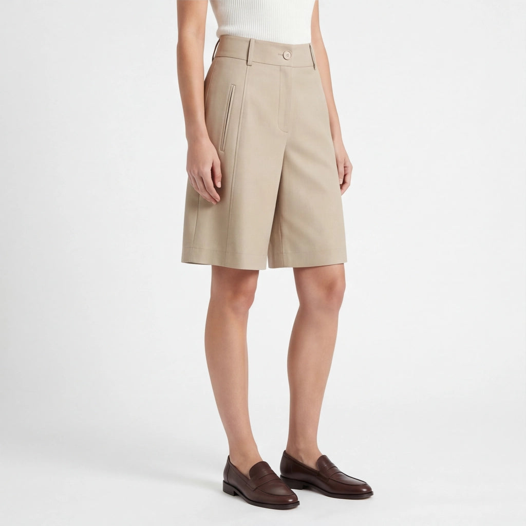 Khaki Walter Tencel Cotton Shorts 5