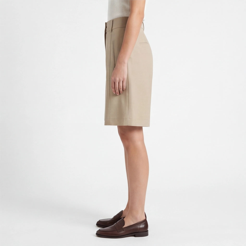 Khaki Walter Tencel Cotton Shorts 4