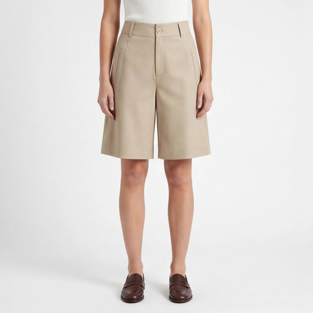 Khaki Walter Tencel Cotton Shorts 3