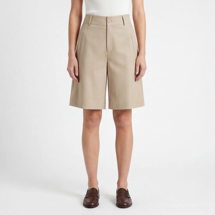 Khaki Walter Tencel Cotton Shorts 3