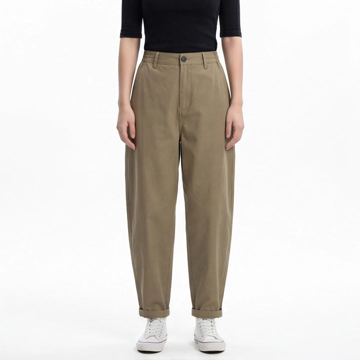 Khaki Green Hampshire High-Waist Cotton Trousers 7