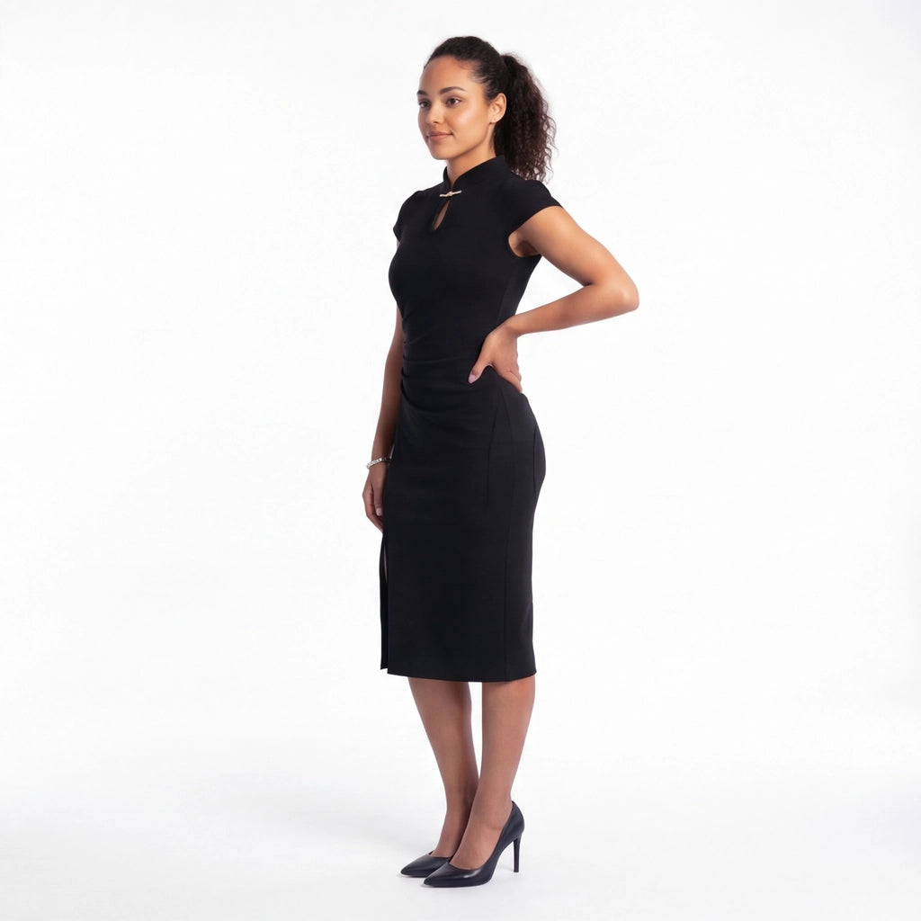 Black Seraphina Slit Qipao Dress 2