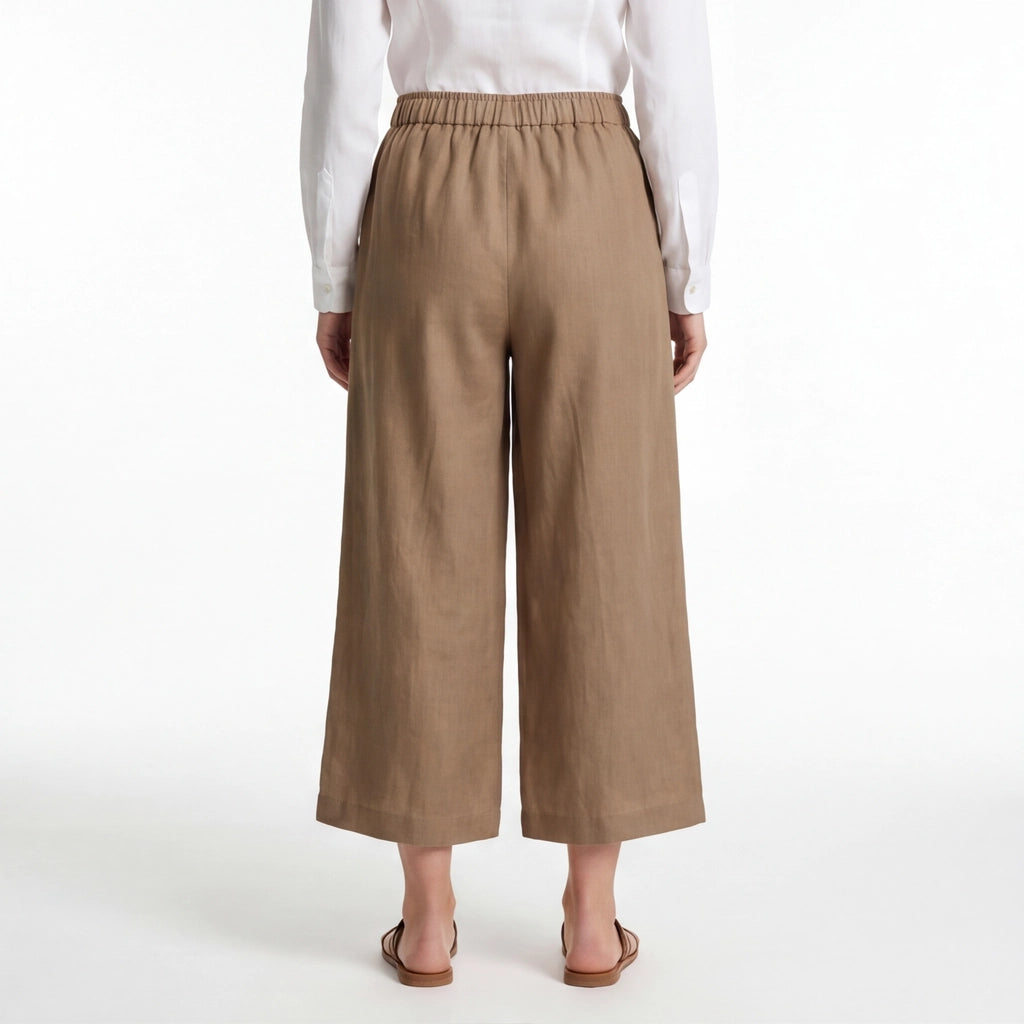 Brown Holman Cotton Linen Wide-Leg Culottes 4