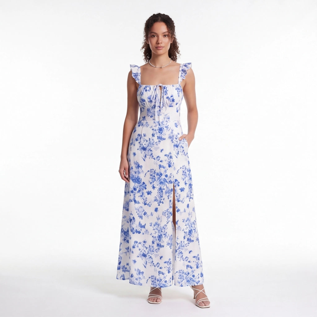 Blue Elara Floral Maxi Dress 2