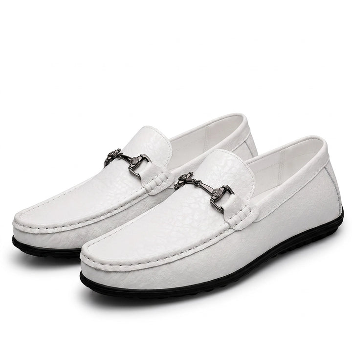 White Maxim Leather Slip-On Loafers 1