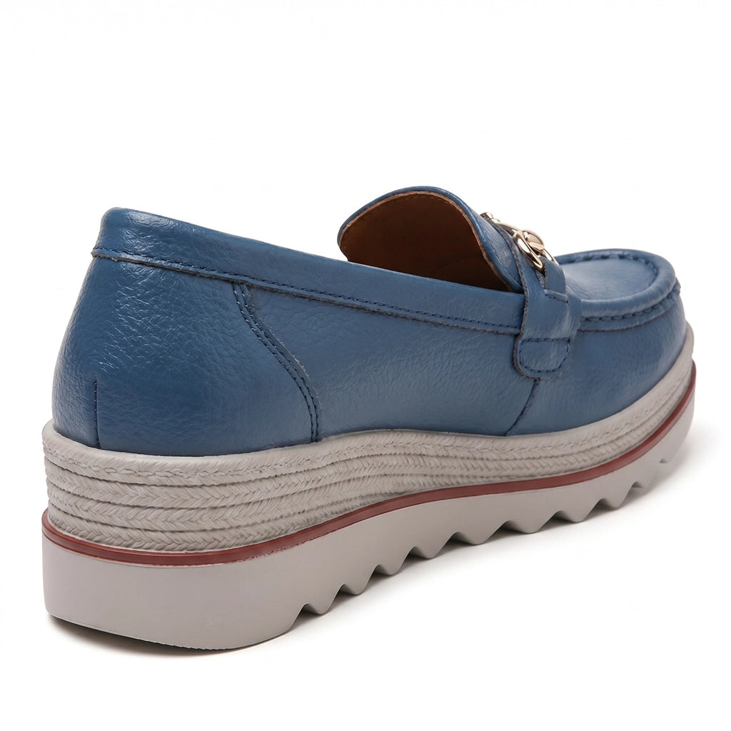 Dark Blue Lurex Platform Classic Loafers 3