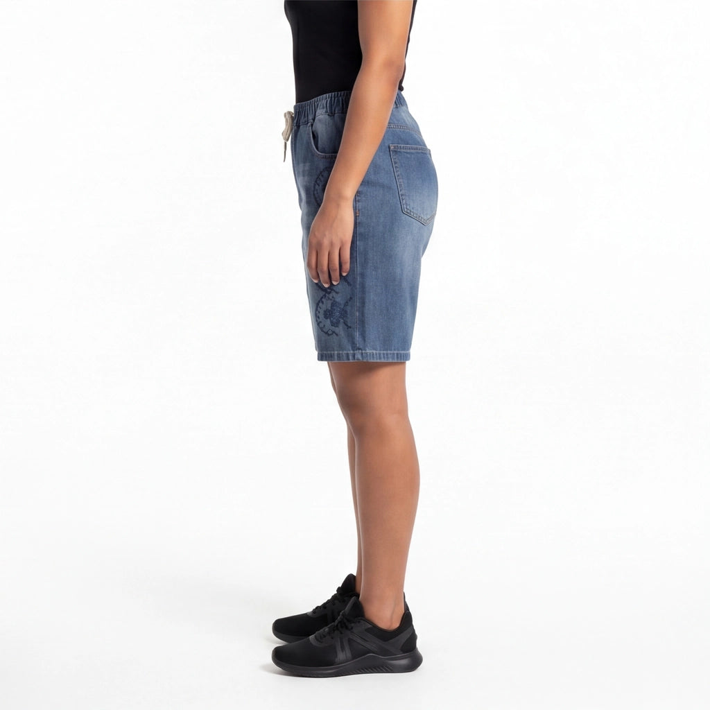 Blue Forbes Embroidered Denim Shorts 3