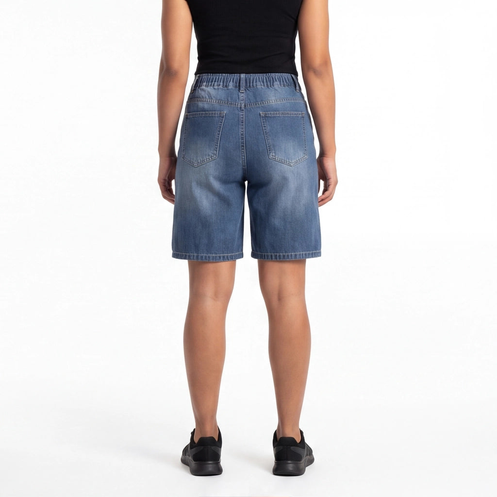 Blue Forbes Embroidered Denim Shorts 5