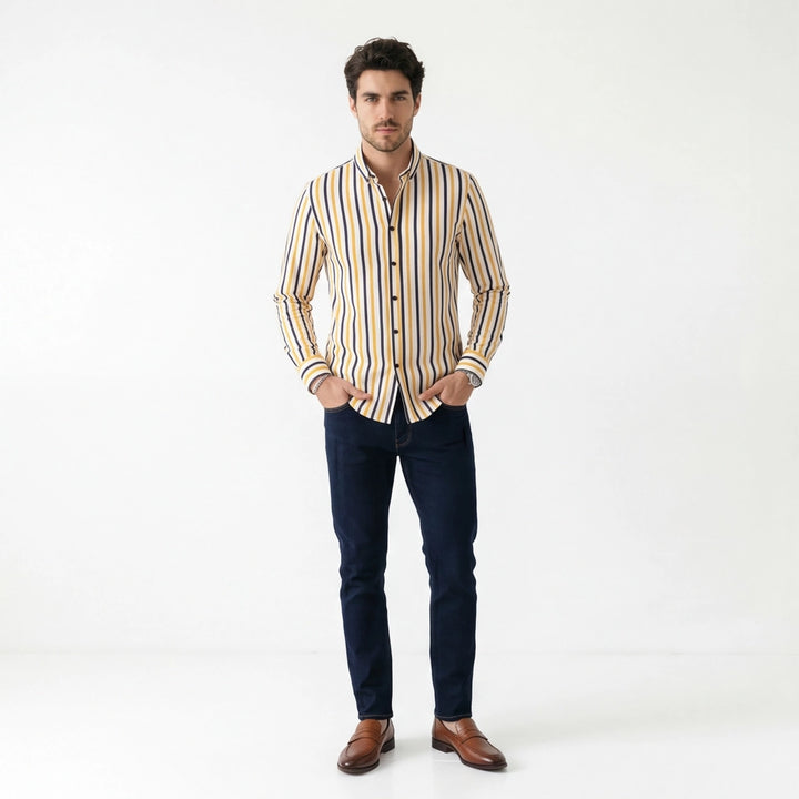 Yellow Stripe Elle Striped Slim Shirt 2