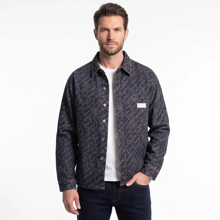 Paxton Jacquard Cotton Denim Shirt