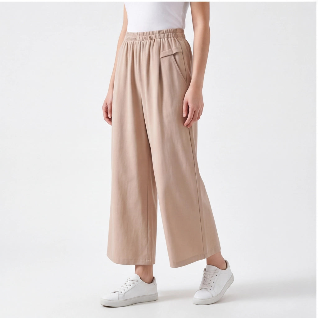Khaki Lewis Satin Wide-Leg Culottes 5