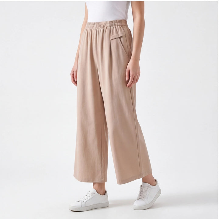 Khaki Lewis Satin Wide-Leg Culottes 5