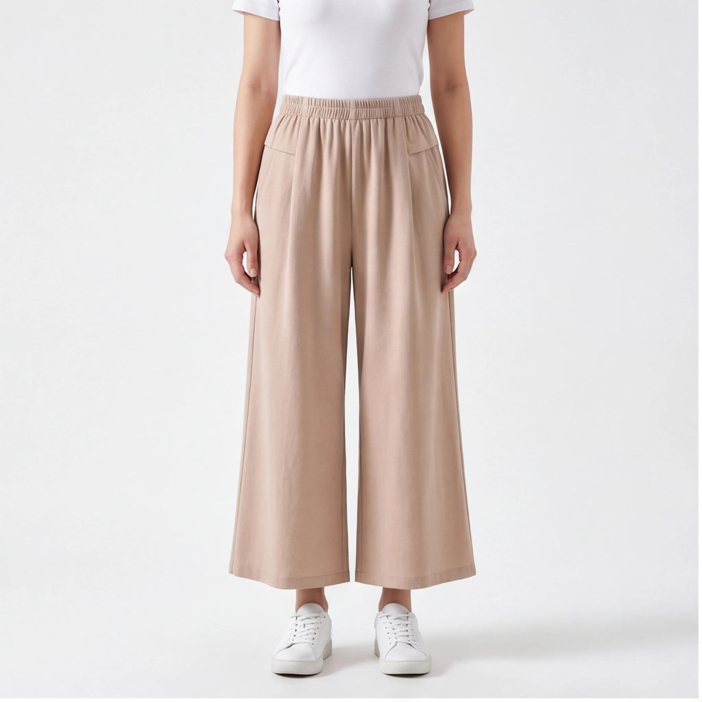 Khaki Lewis Satin Wide-Leg Culottes 4