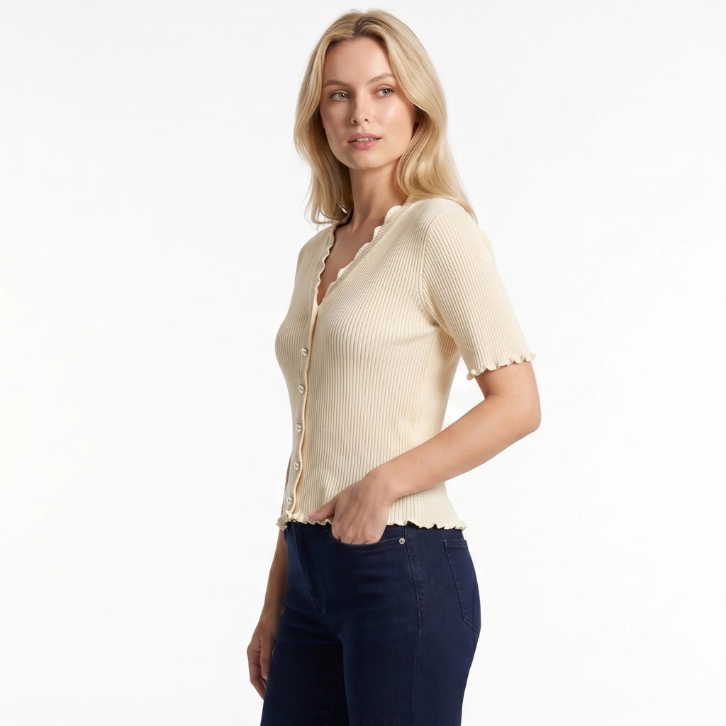 Barclay Ruffle V-Neck T-Shirt