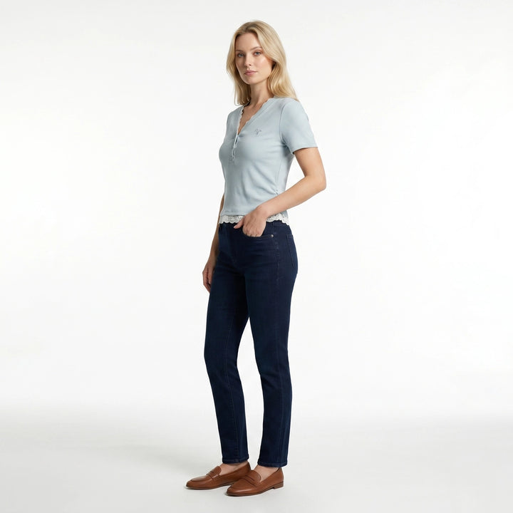Blue Sargent Lace Trim V-Neck Top 3