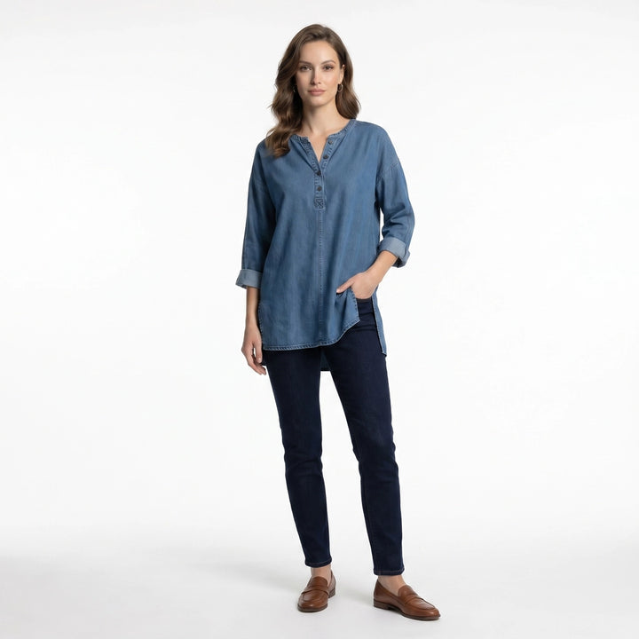 Blue Hendrix Asymmetric Denim Shirt 4