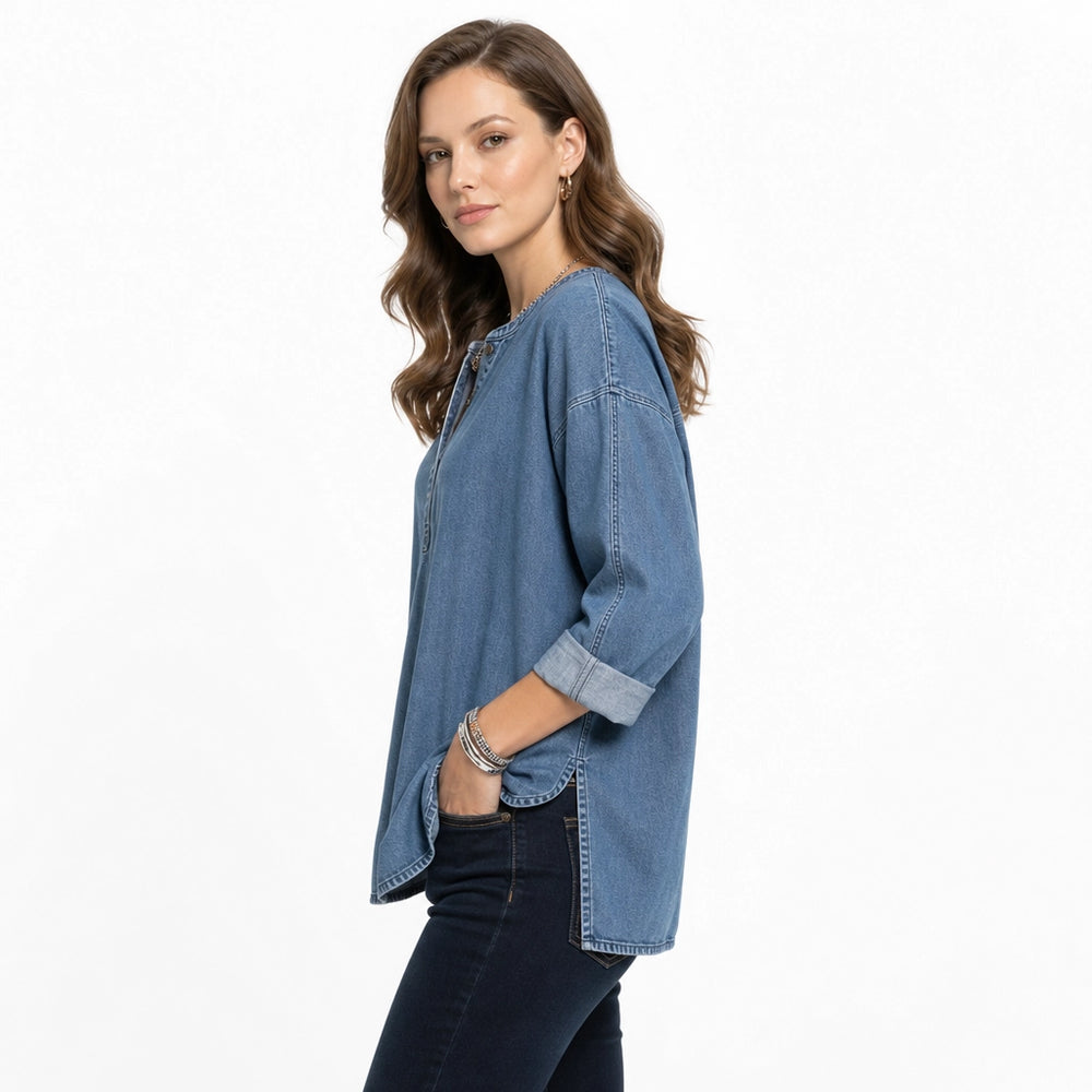 Blue Hendrix Asymmetric Denim Shirt 1