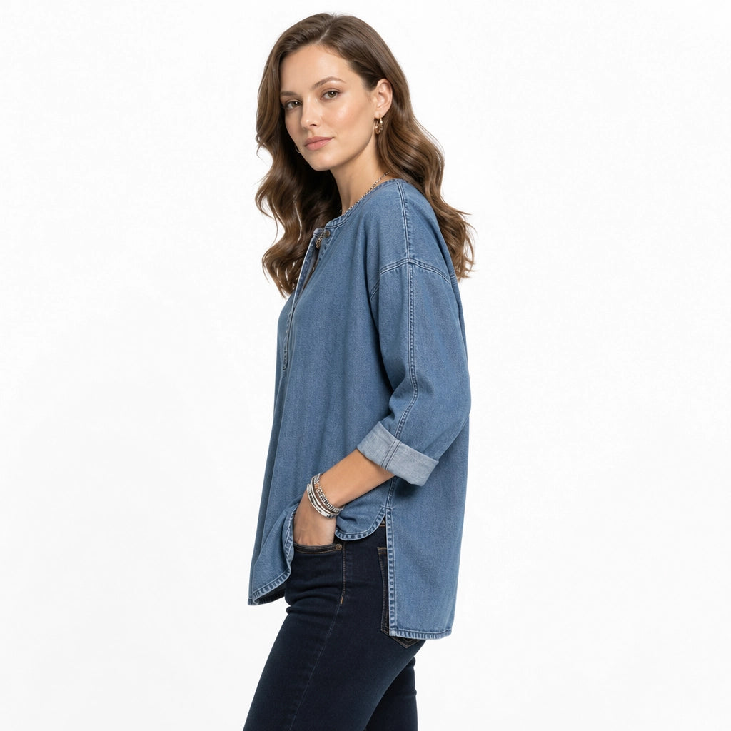 Blue Hendrix Asymmetric Denim Shirt 1
