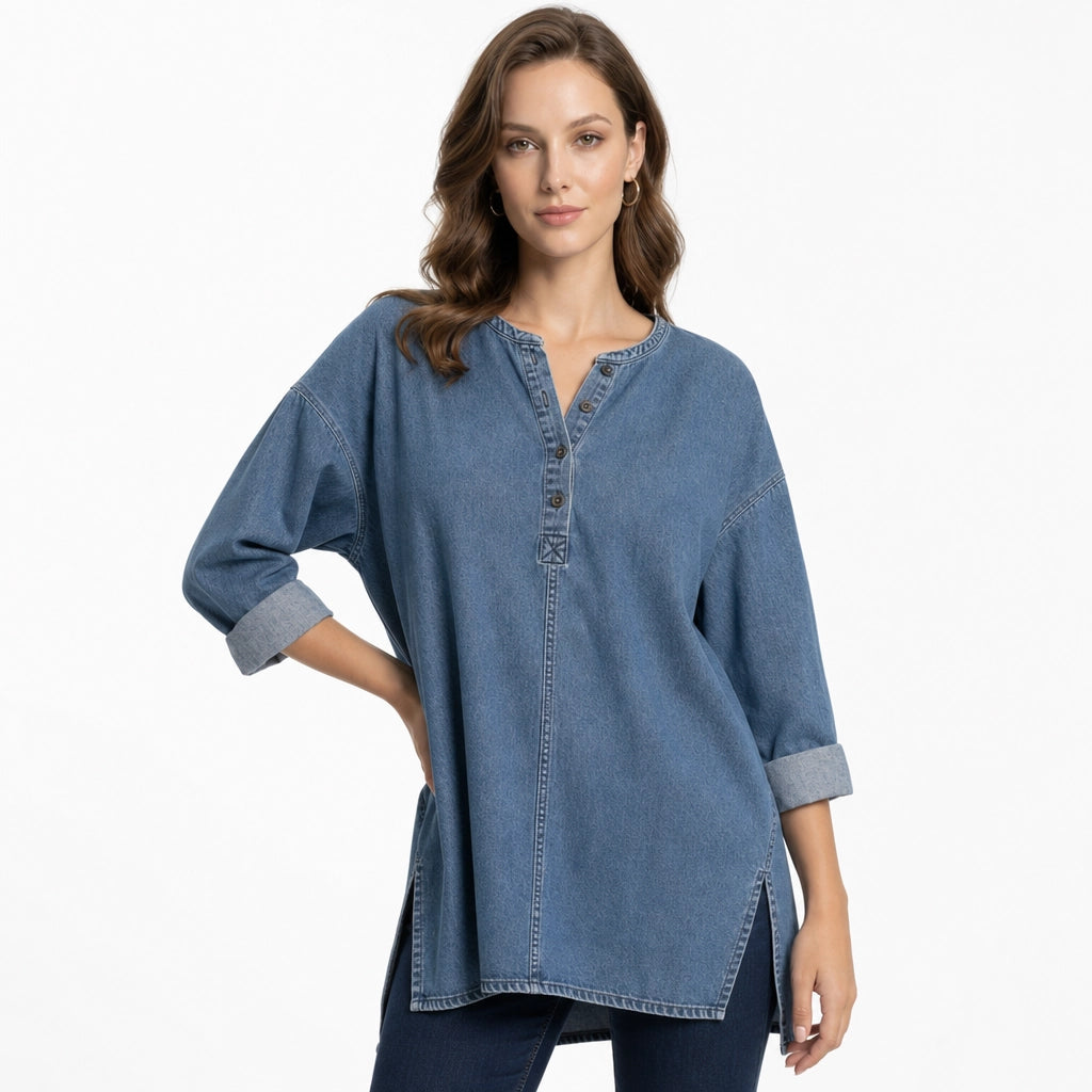 Blue Hendrix Asymmetric Denim Shirt 2