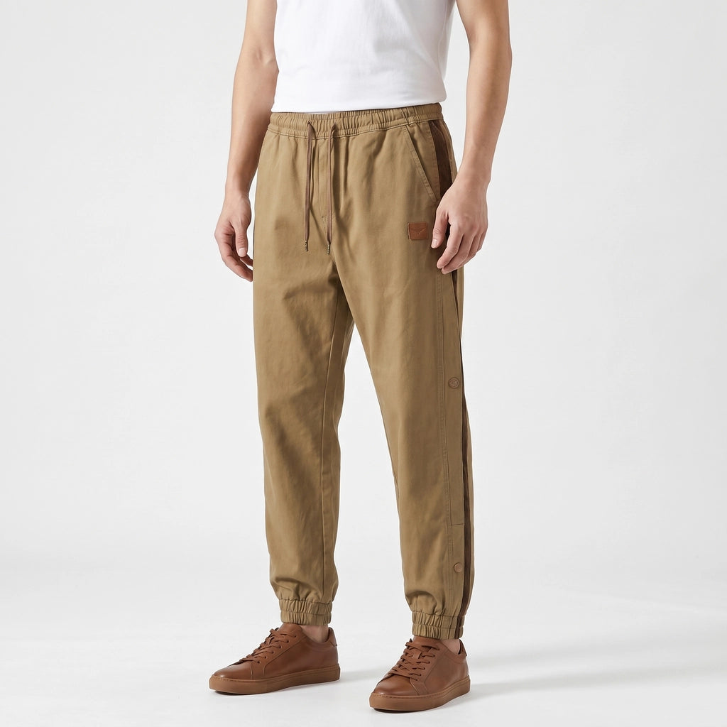 Khaki Graham Panelled Cargo Trousers 3