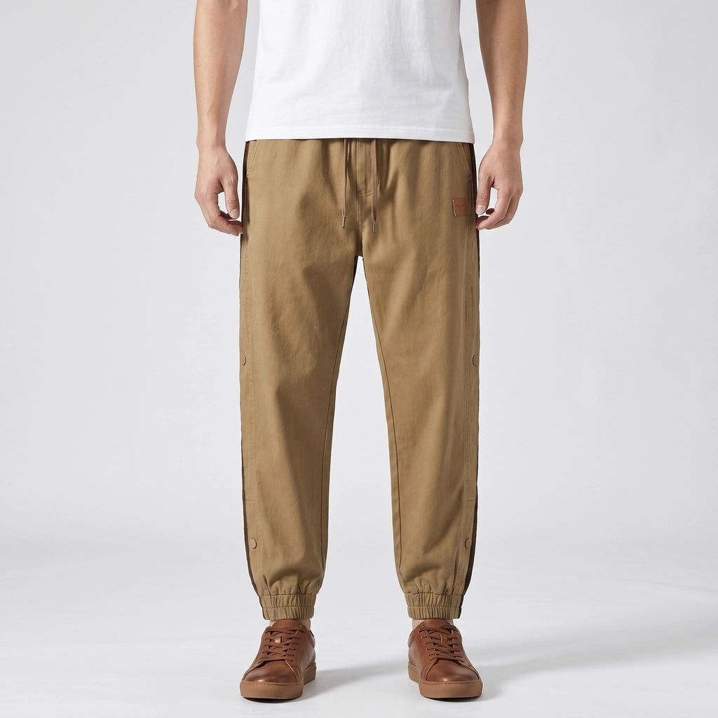 Khaki Graham Panelled Cargo Trousers 2