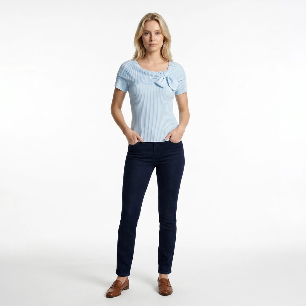 Blue Eden Knit Short-Sleeve Top 3