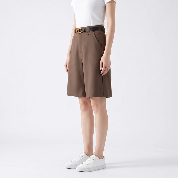 Khaki Whalen Cotton Wide-Leg Shorts 3