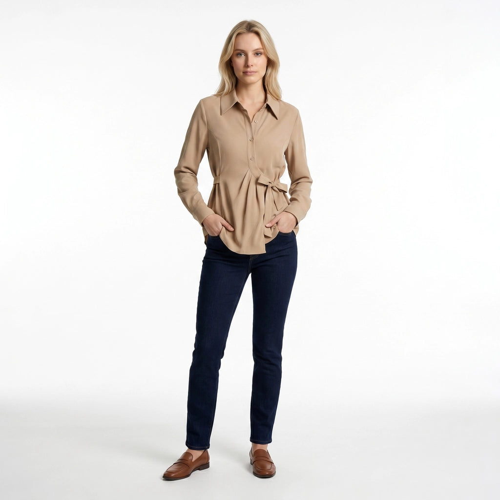 Khaki Willow Lace-Up Waist Shirt 3
