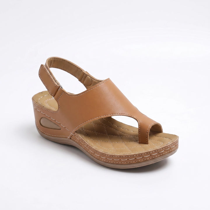 Tan Reid Wedge Toe-Loop Sandals 5