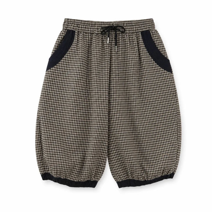 Abigail Cotton Plaid Shorts - Color:Black;Size:S