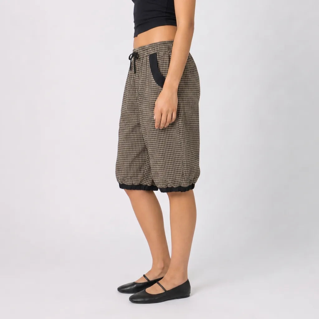 Women's Large Check Leonardo Cotton Plaid Shorts
