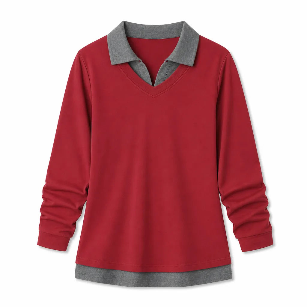 Abigail Polo Shirt - Color:Red;Size:M