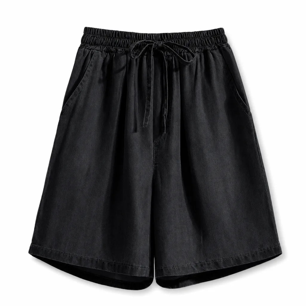 Adeline Wide Leg Shorts - Color:Black;Size:S