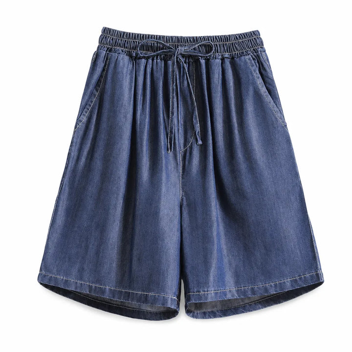 Adeline Wide Leg Shorts - Color:Dark Blue;Size:S