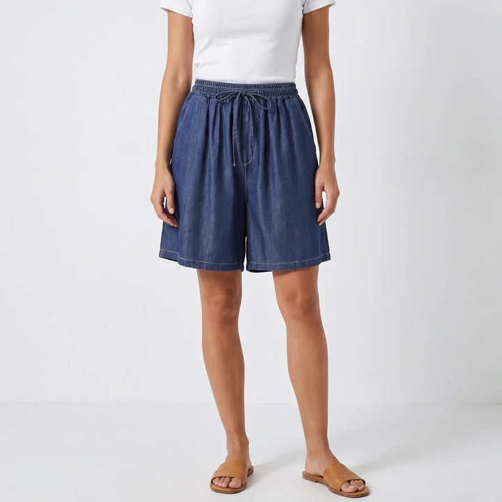 Women's Dark Blue Adeline Wide Leg Shorts