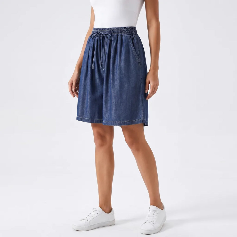 Women's Dark Blue Adeline Wide Leg Shorts