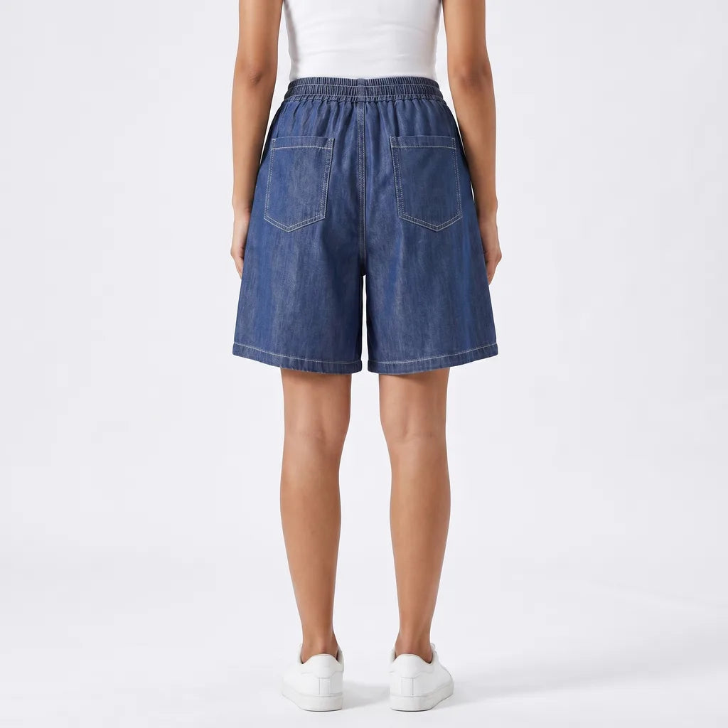 Women's Dark Blue Adeline Wide Leg Shorts