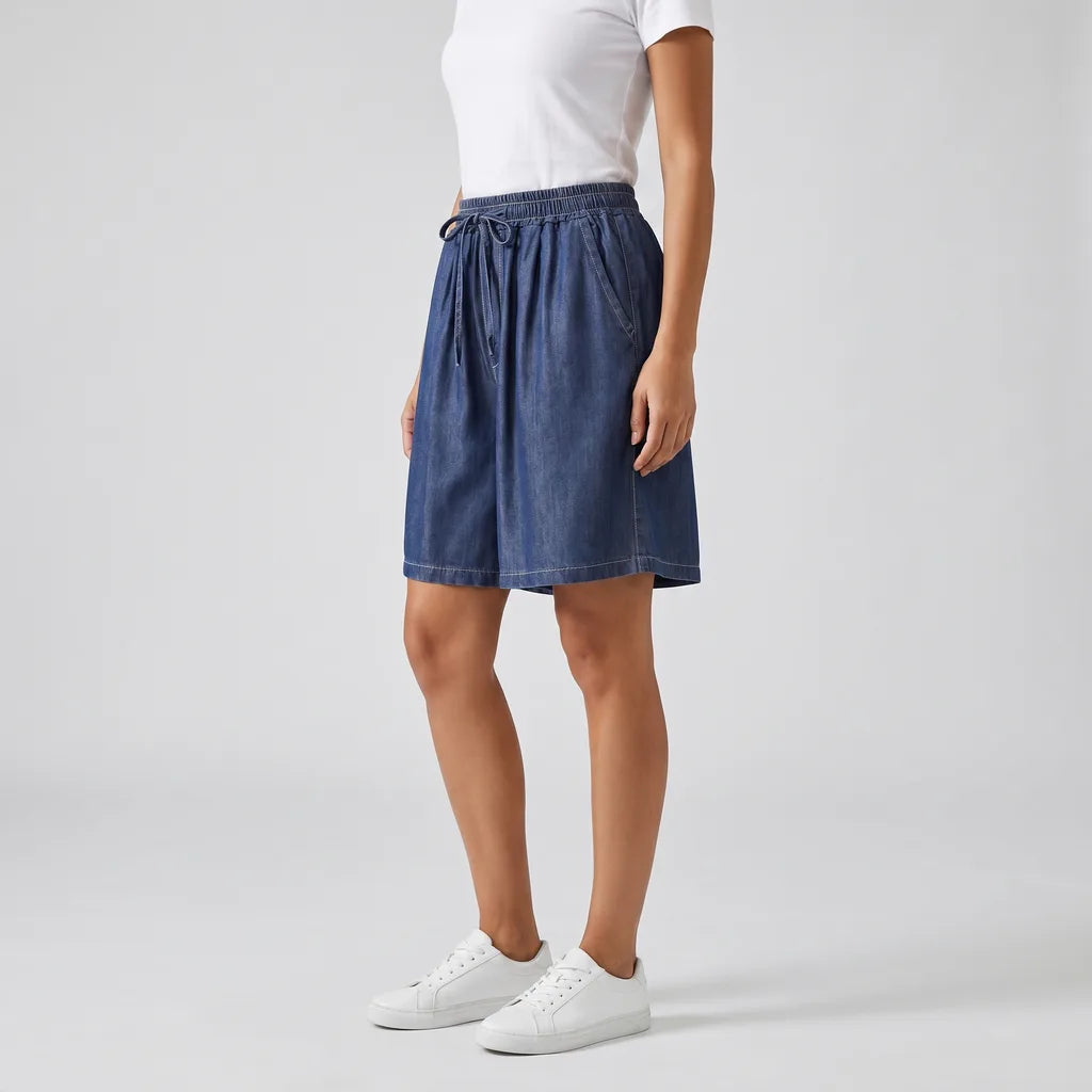 Women's Dark Blue Adeline Wide Leg Shorts