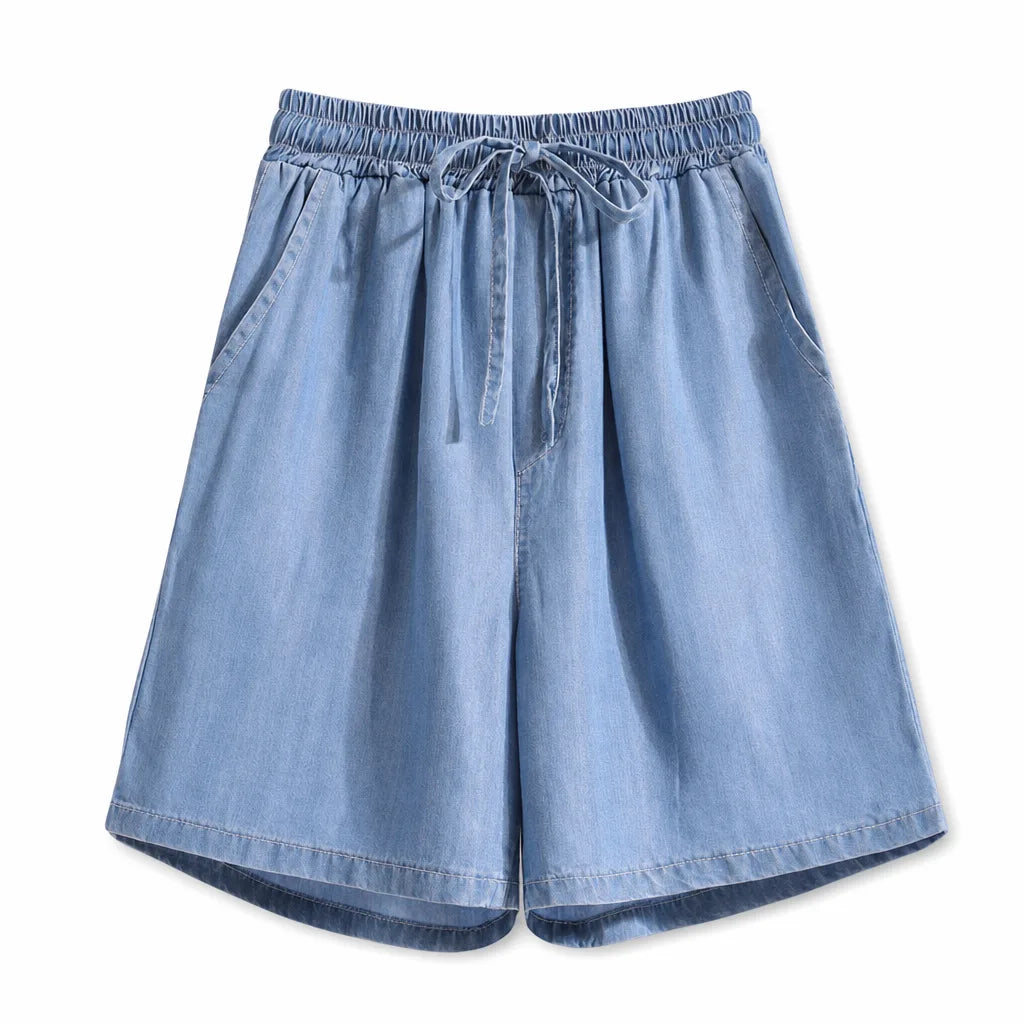 Adeline Wide Leg Shorts - Color:Light Blue;Size:S